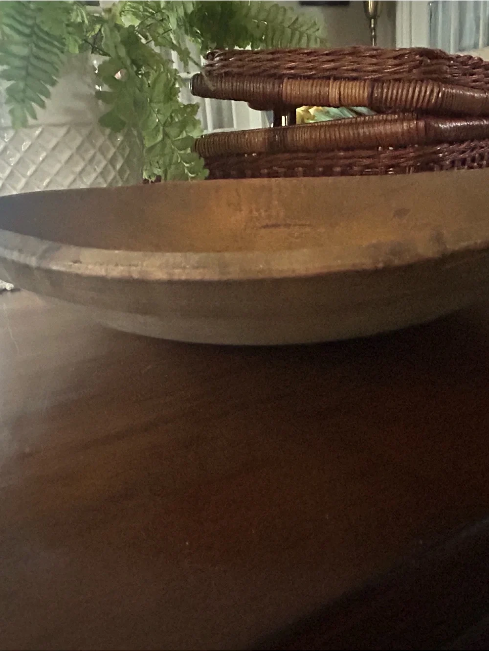 Handcrafted Brown Wooden Serving Bowl - Rustic Home Kitchen Accent